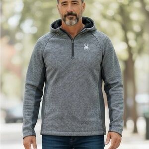 Spyder Men's Quarter -Zip Outbound Jacket Pullover Sweater- Gray- Medium NWT